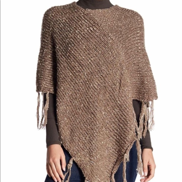 Just Jamie Sweaters - 3/$25 Poncho wrap fringe sweater boho